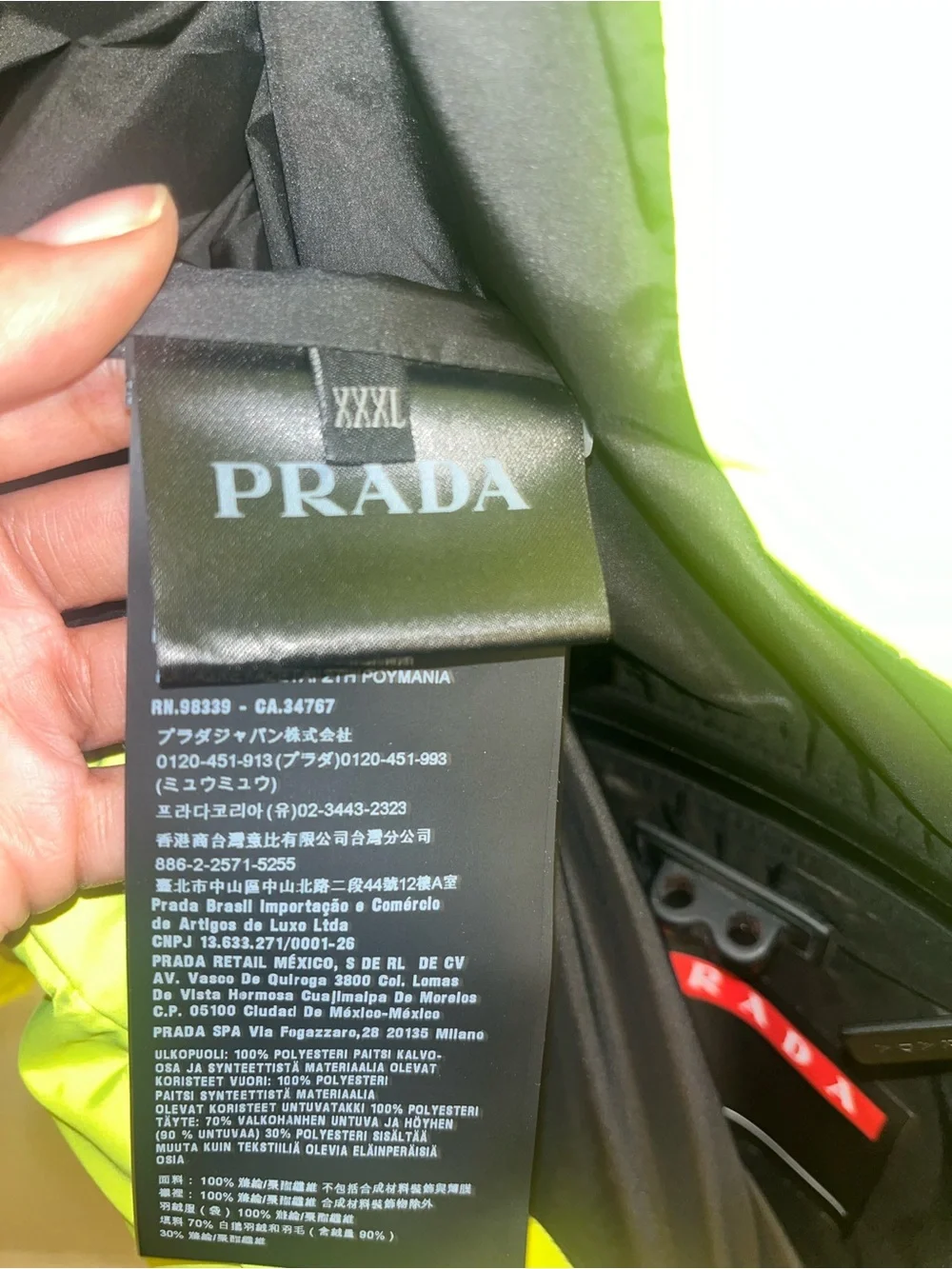 Prada Neon Lime Quilted Puffer Vest